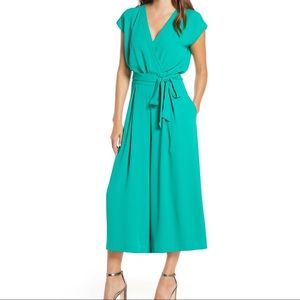 Eliza J Faux Wrap Cropped Jumpsuit